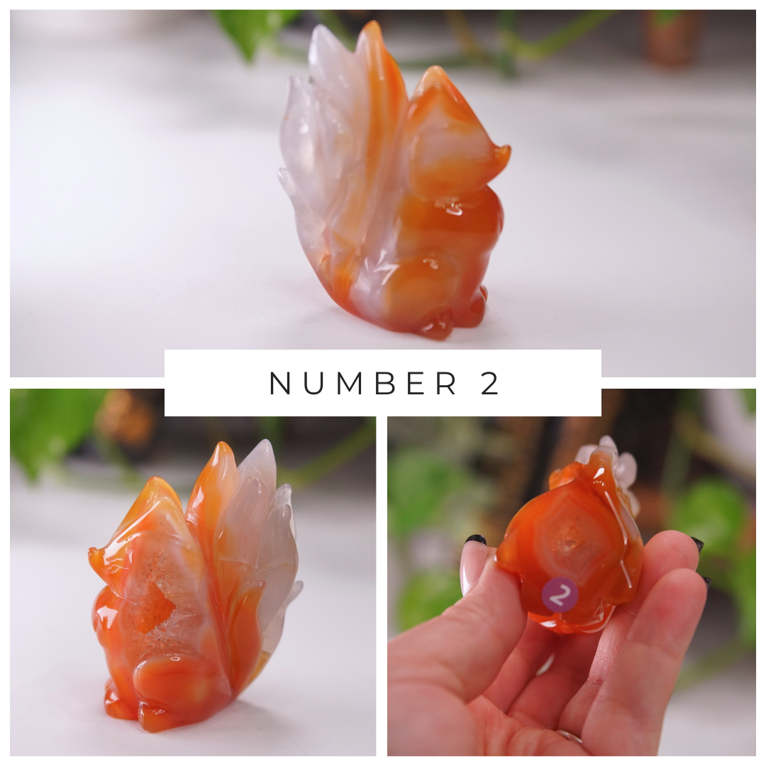 Druzy Carnelian Fox Boutique Carvings | High Quality | US Seller
