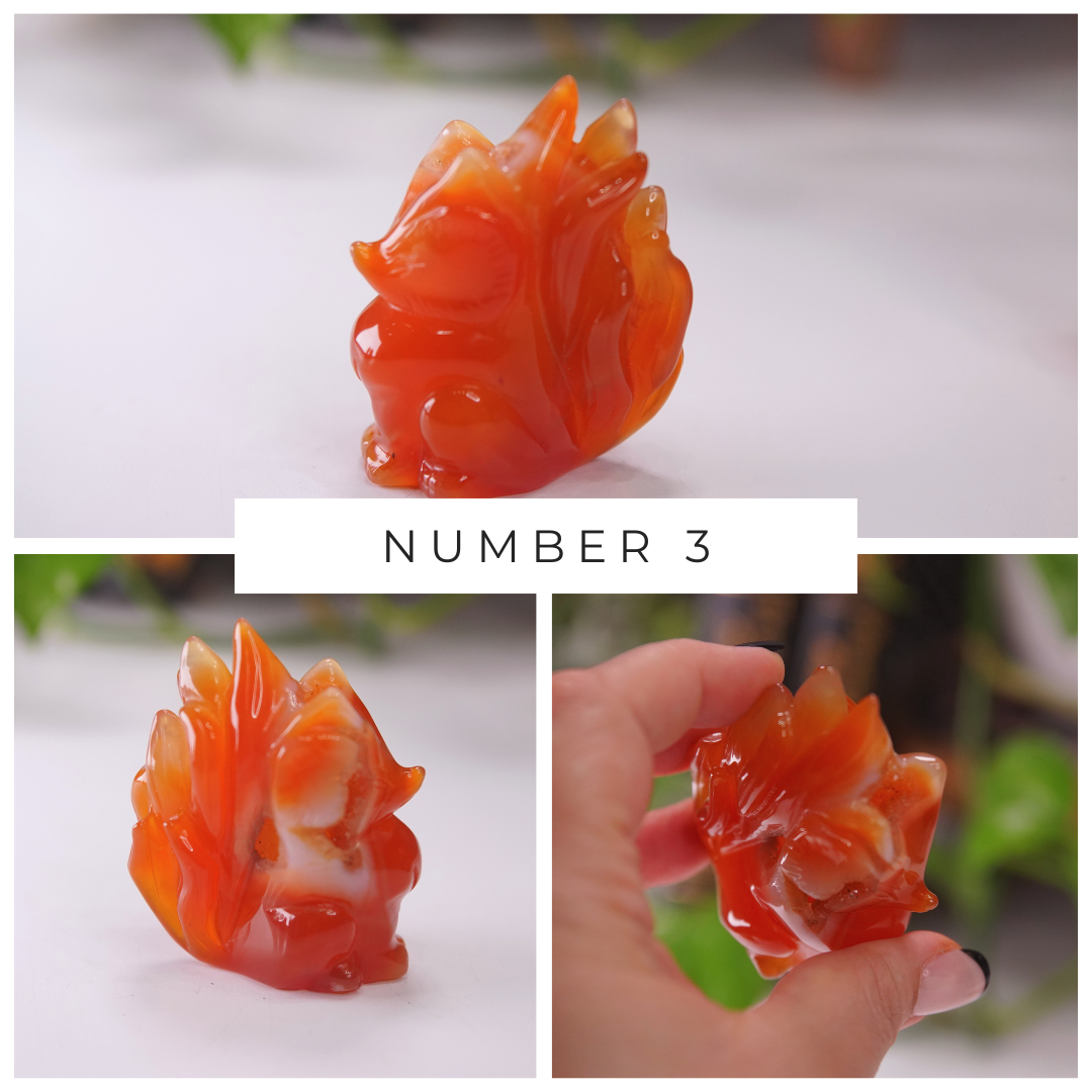 Druzy Carnelian Fox Boutique Carvings | High Quality | US Seller