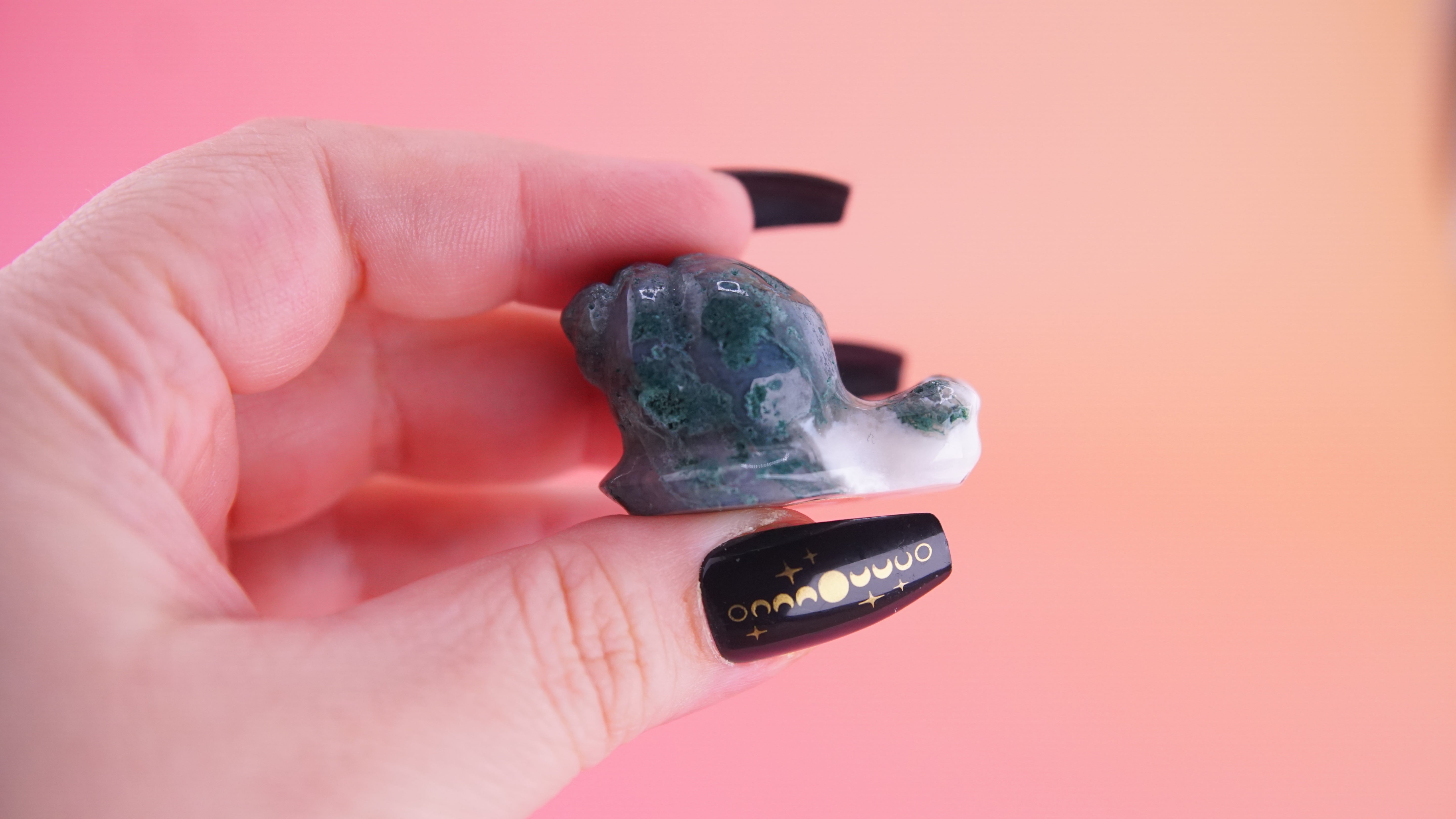 Moss Agate Mini Snail Carving | Pick Your Favorite