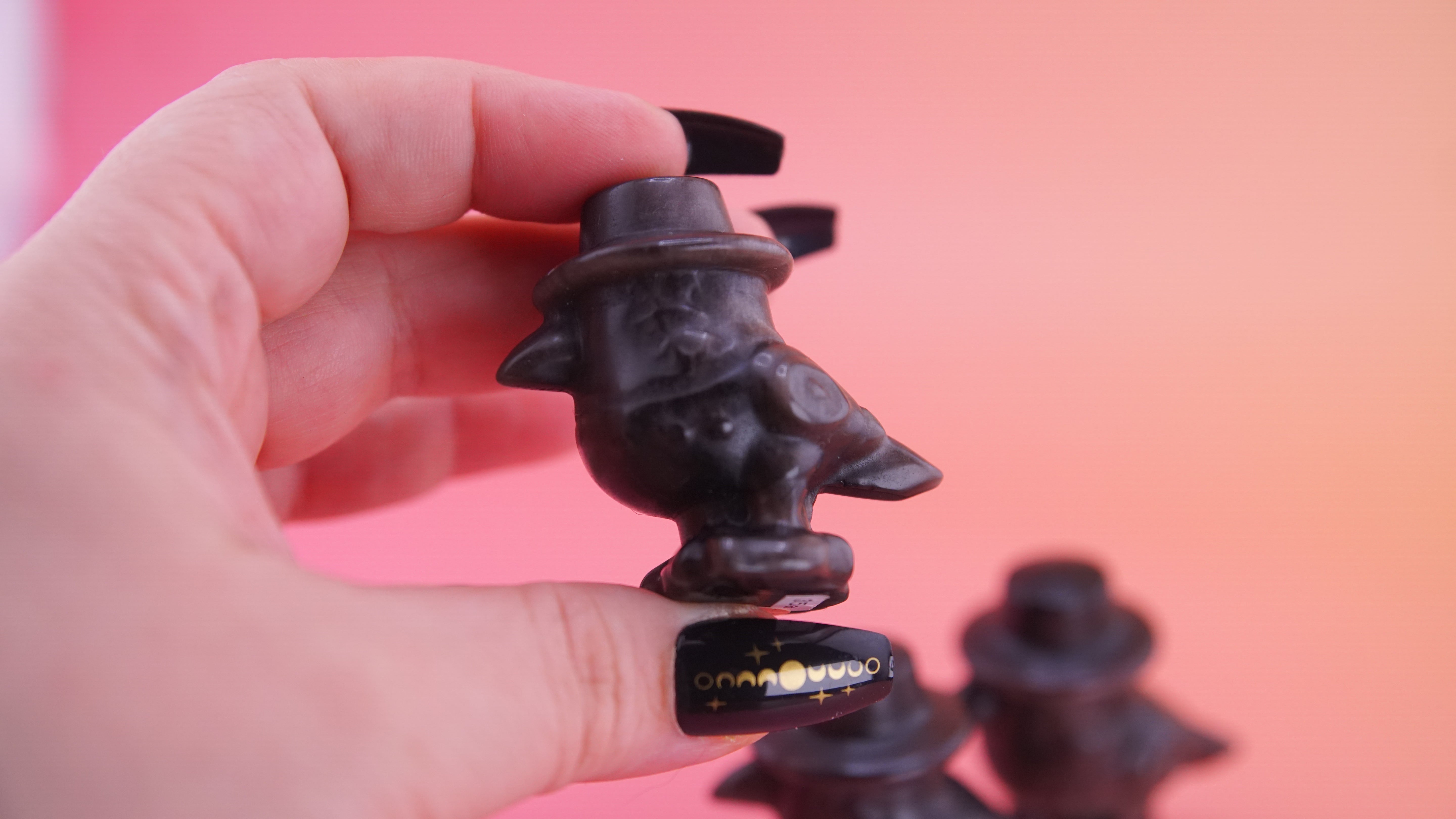 Demon Hunter Fandom Carving | Bird Carving | Silver Sheen Obsidian