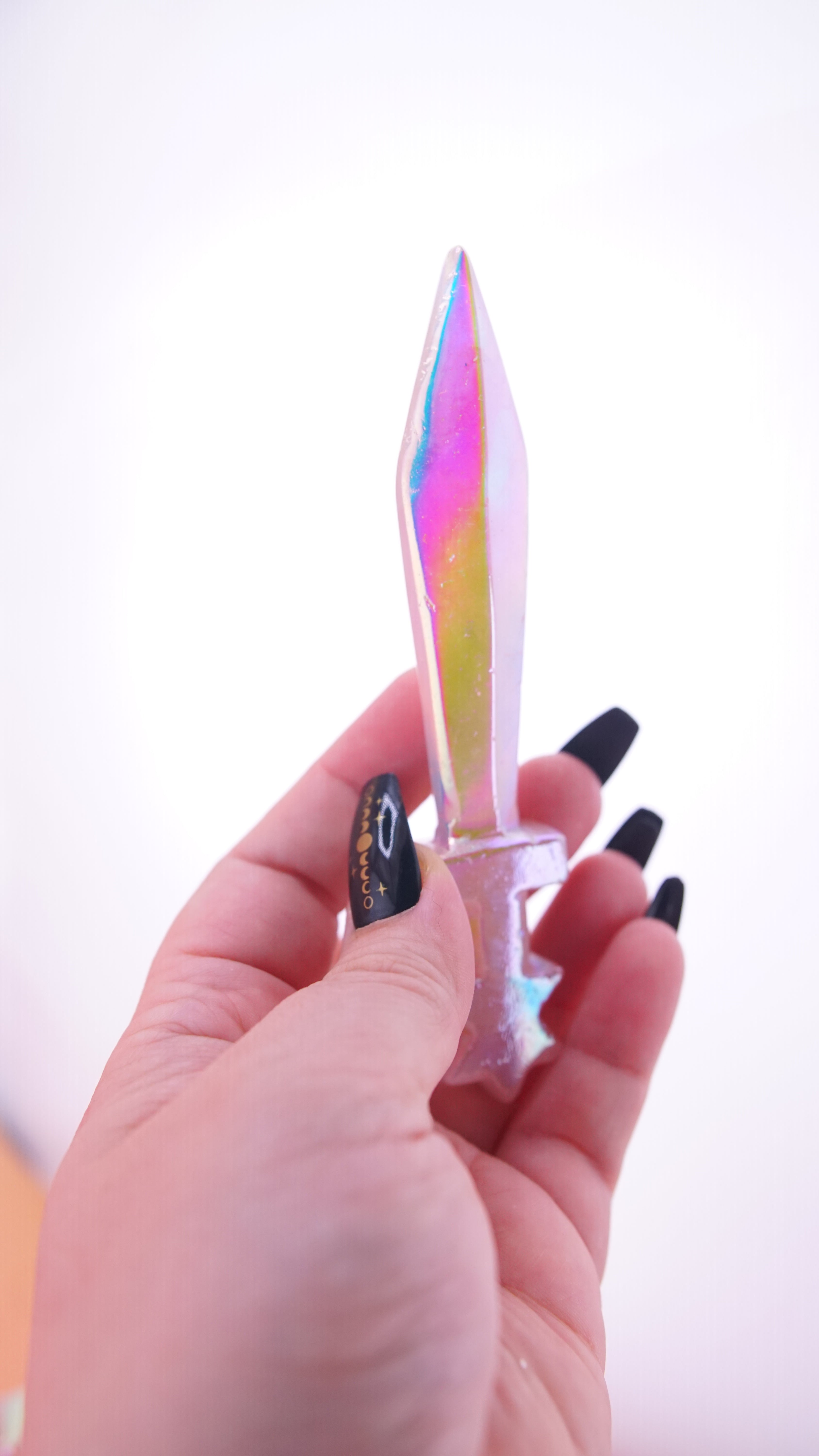 Aura Coated Rose Quartz Dagger Fandom Carving | Intuitively Selected