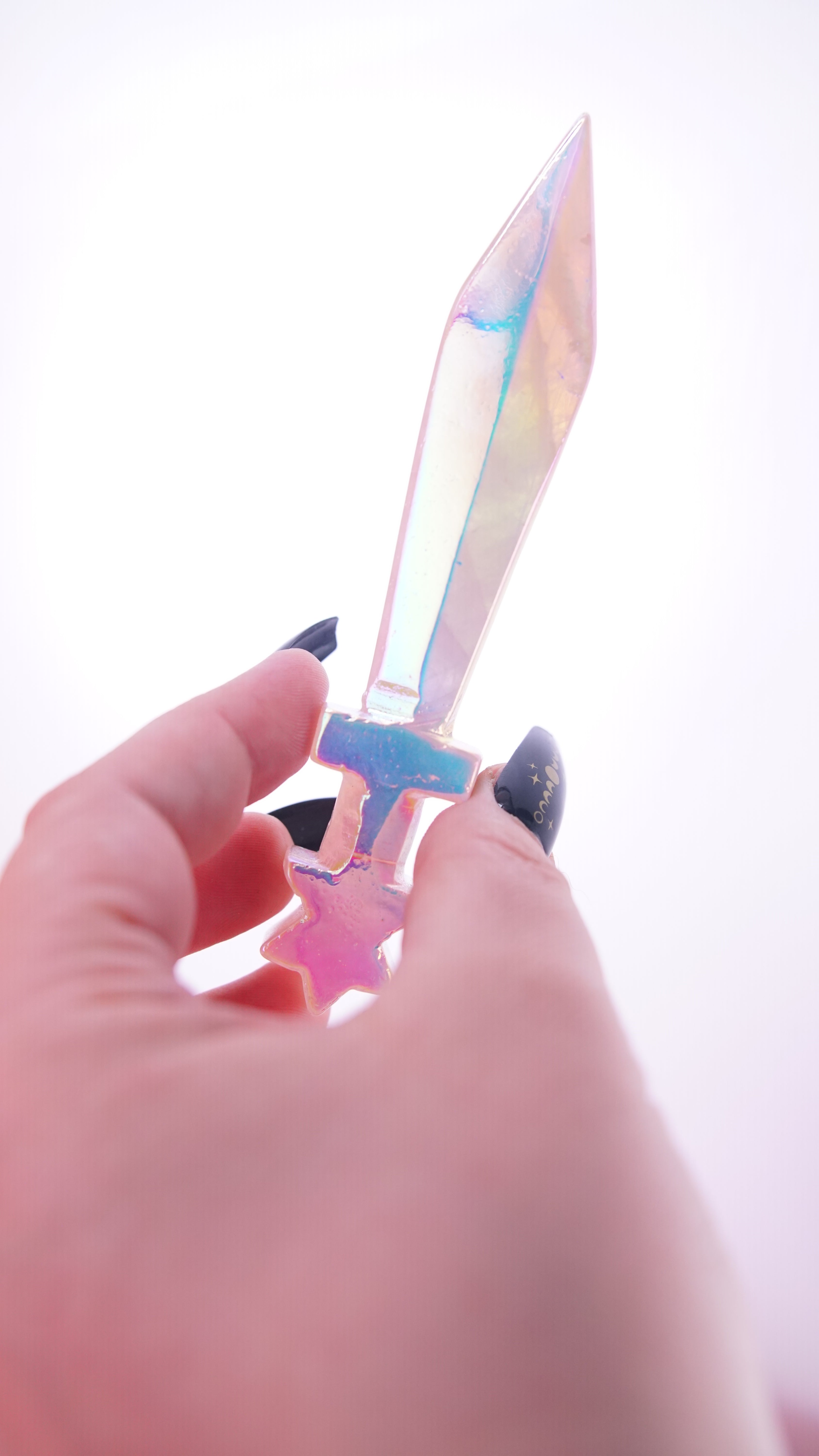 Aura Coated Rose Quartz Dagger Fandom Carving | Intuitively Selected