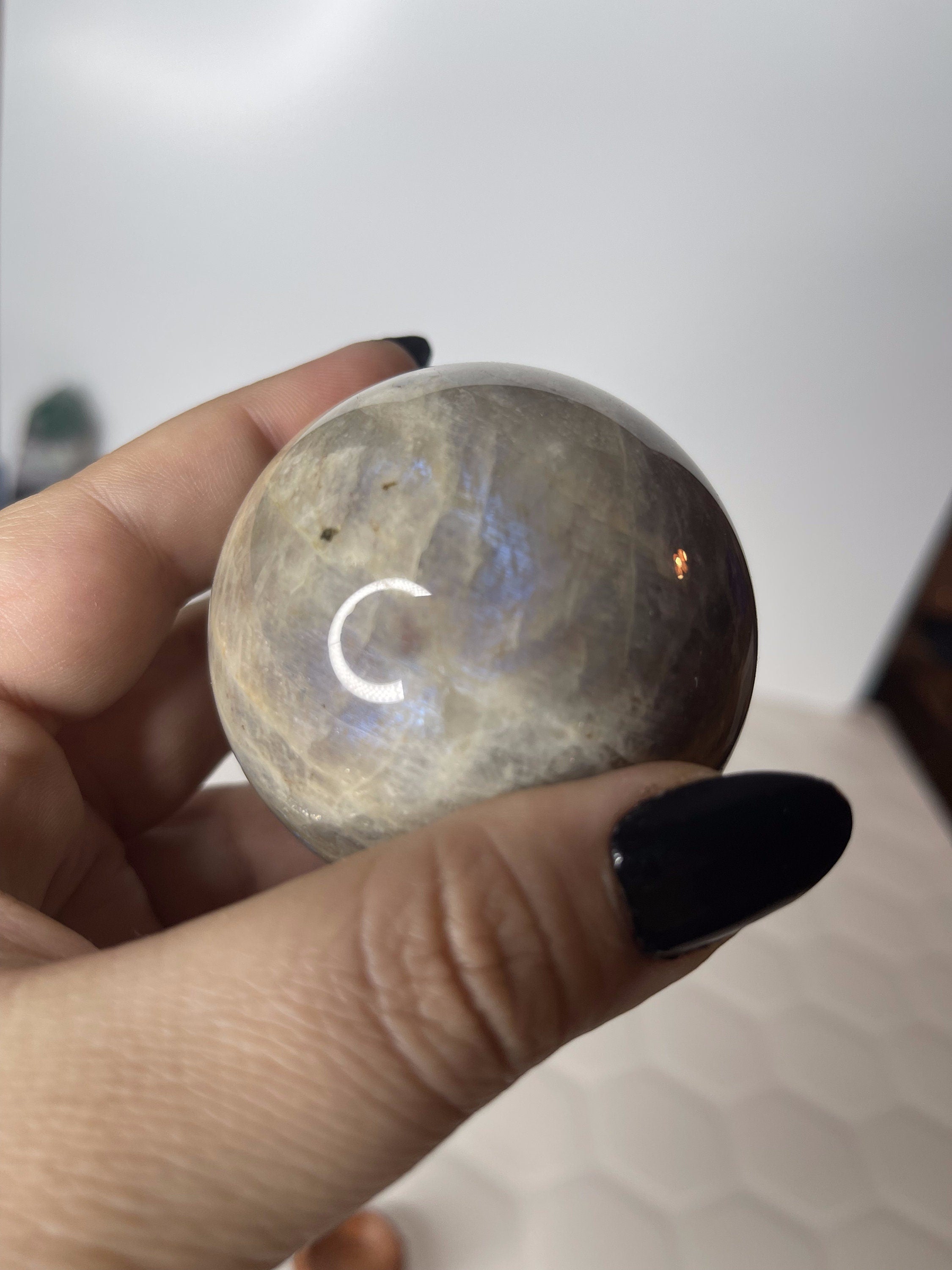 Blue Moonstone and Sunstone Sphere, Healing
