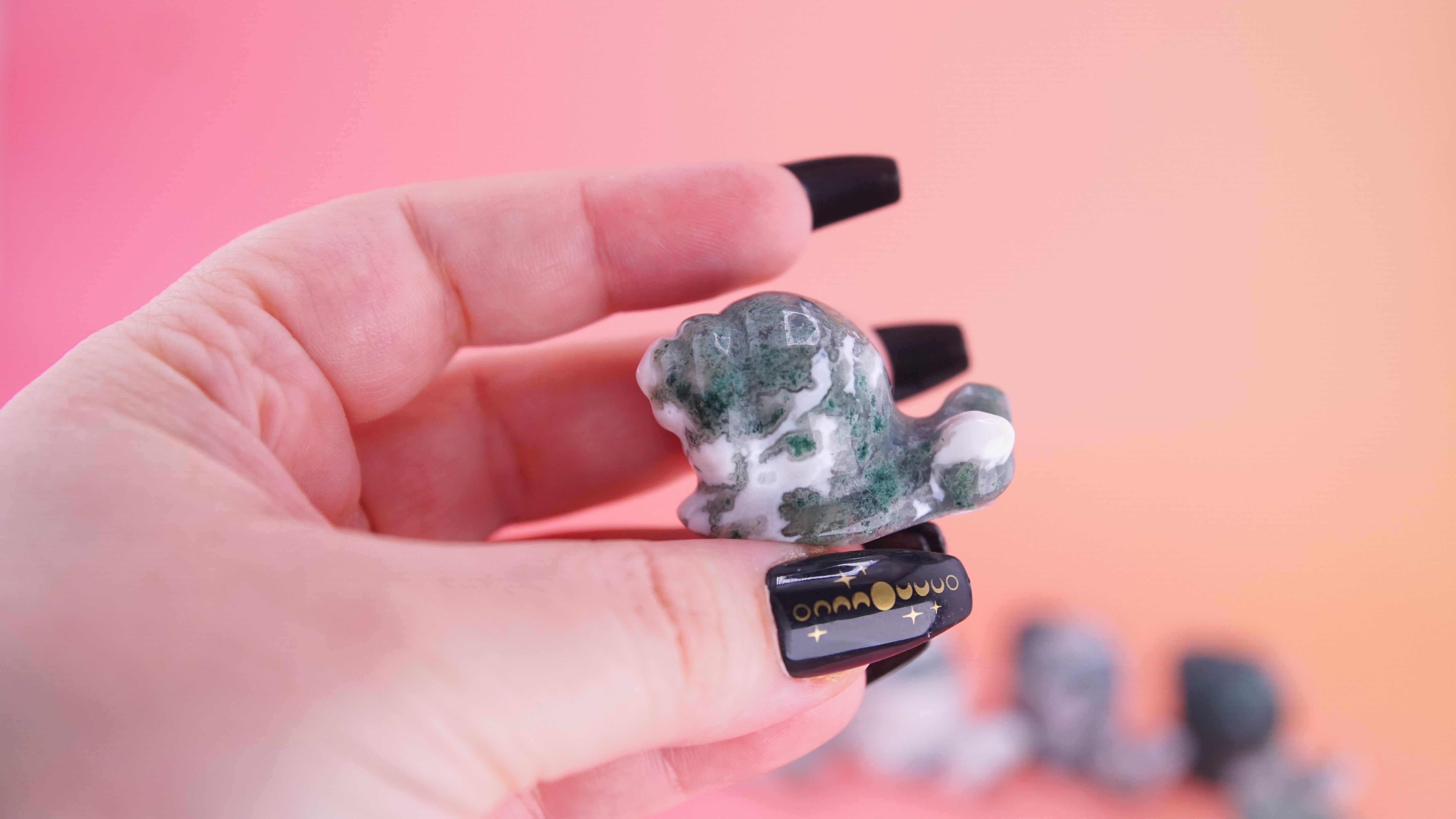 Moss Agate Mini Snail Carving | Pick Your Favorite