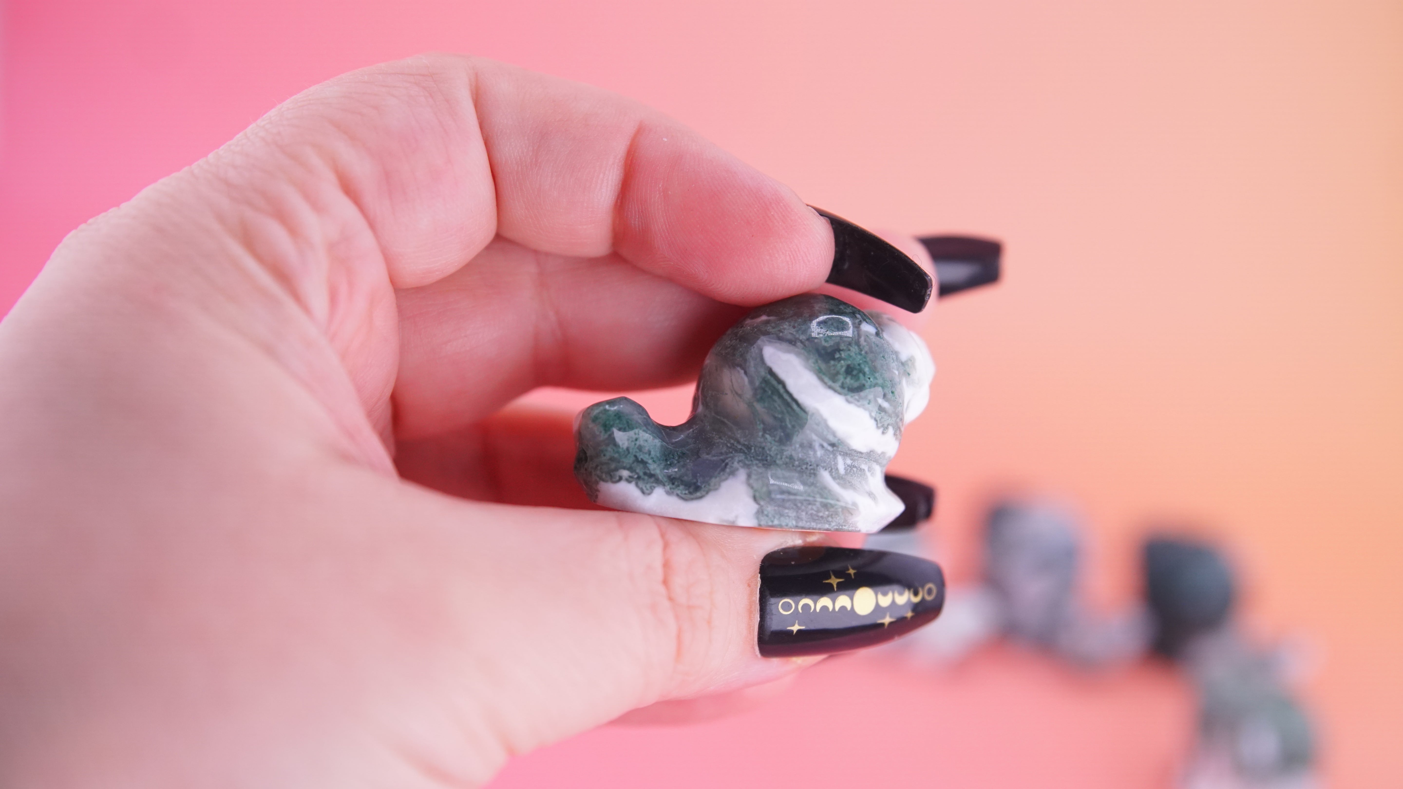 Moss Agate Mini Snail Carving | Pick Your Favorite