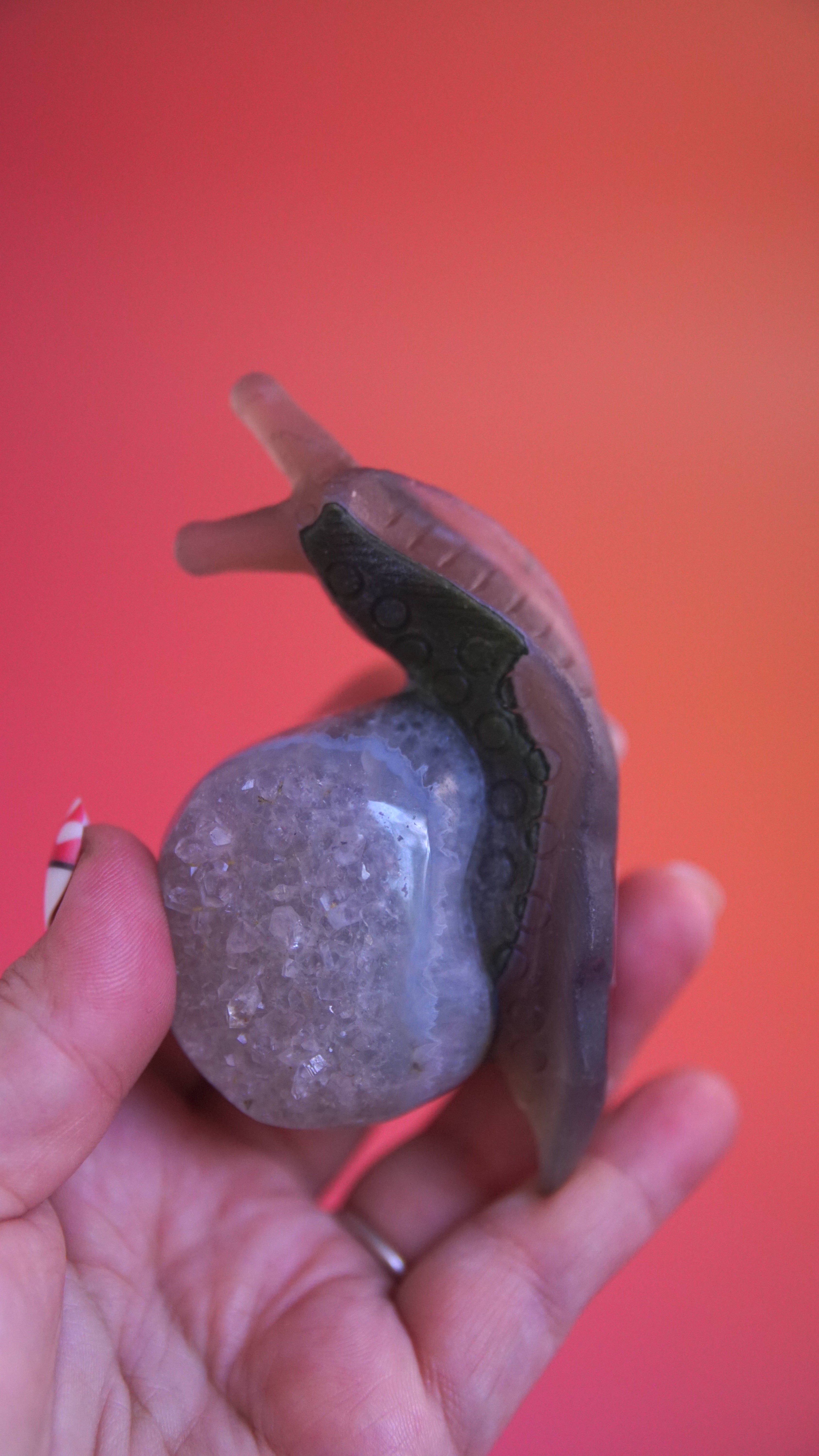 Gorgeous Agate Boutique Snail Carving | Crystal Carving Statement Piece