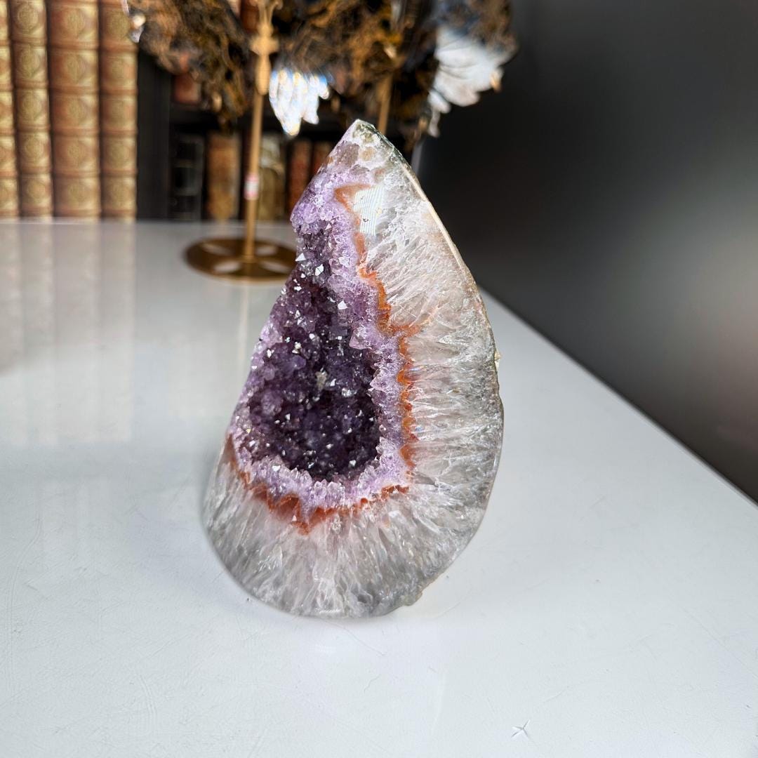 High Quality Amethyst Cluster Crystal Cut Base, Energy Healing Amethyst, Reiki Crystal Feng Shui Altar Home Decor Office