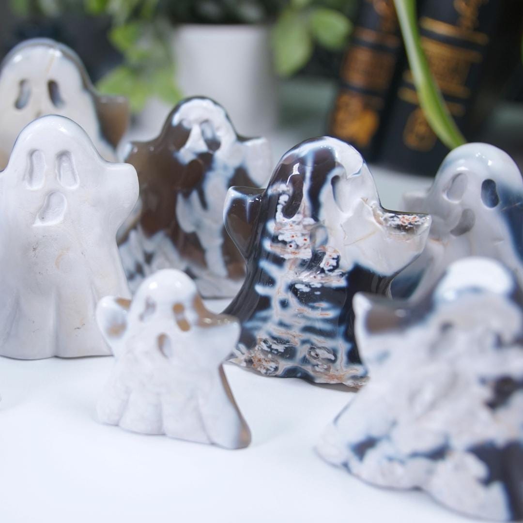 Orca Agate Blue Grey Ghost Carvings | High Quality | US Seller