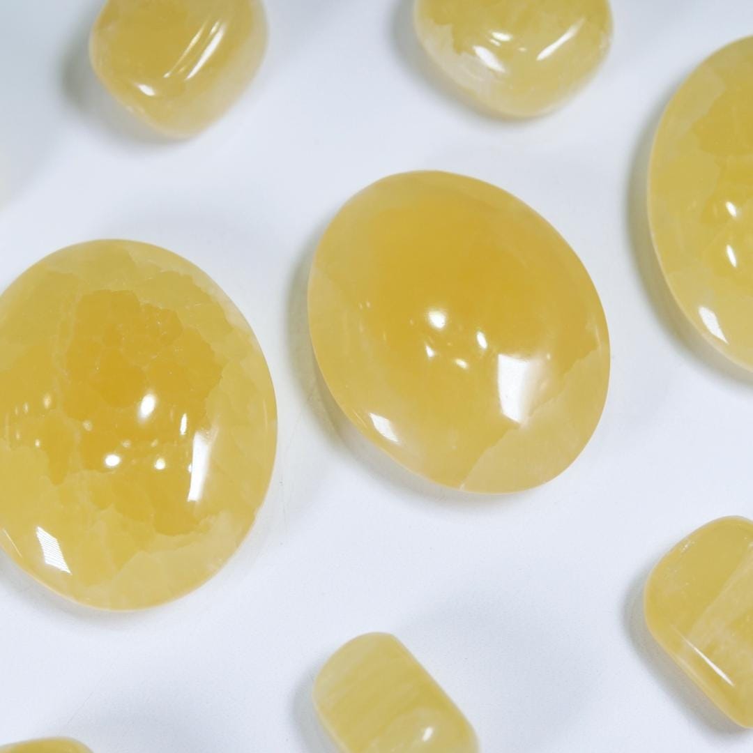 Lemon Calcite Palms & Tumbles | Intuitively Selected | High Quality Quartz | Crystal Carving | US Seller