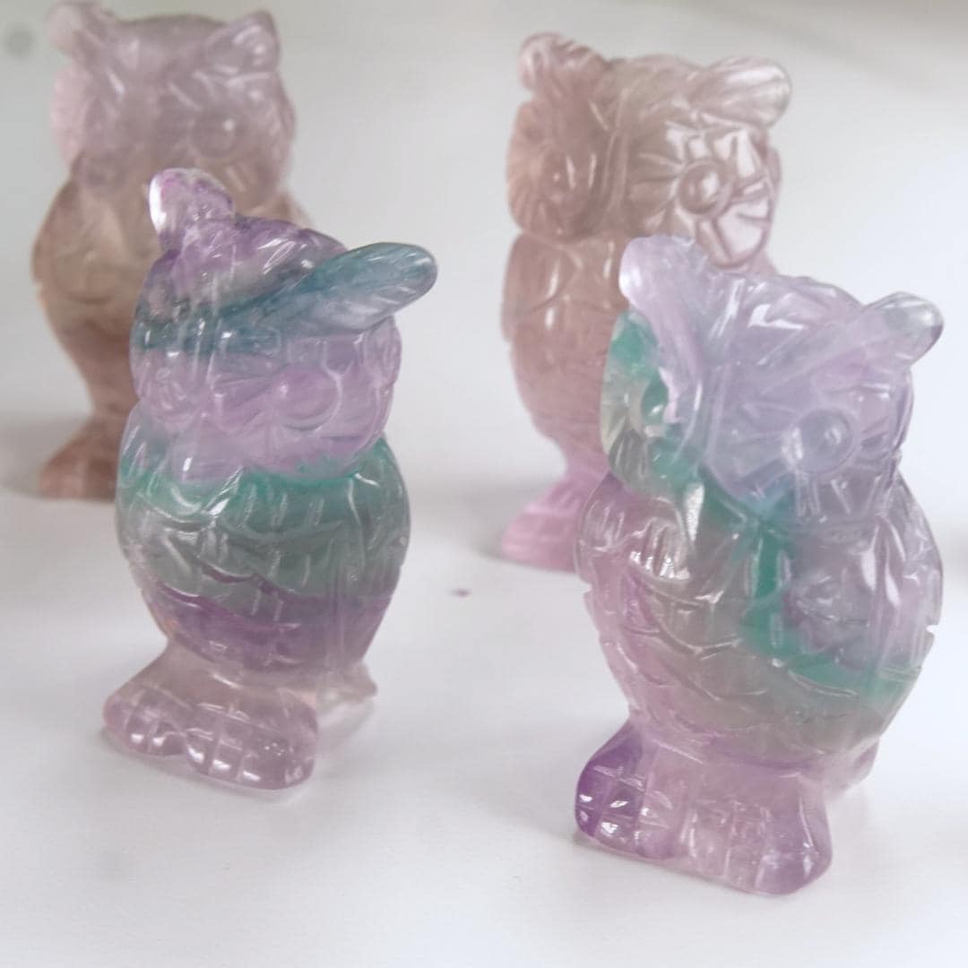 MINI Rainbow Fluorite Owl Carving | Pick Your Favorite