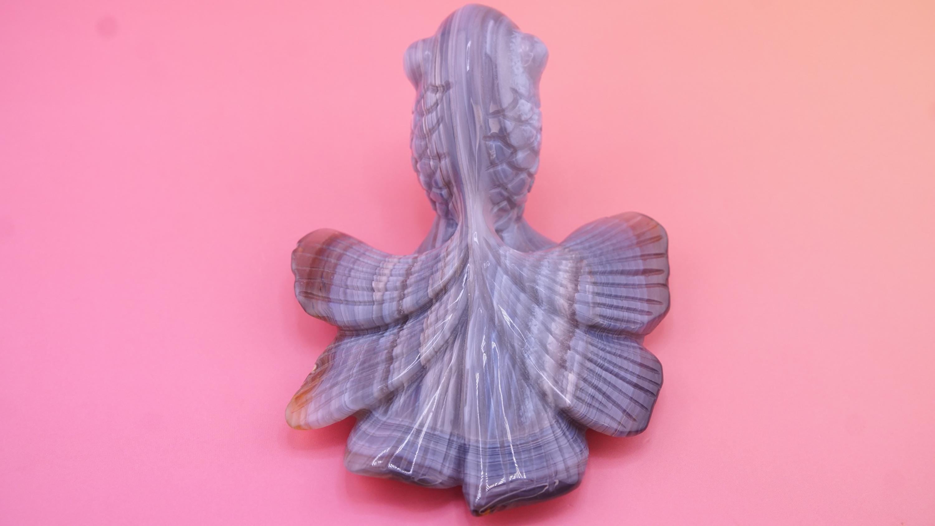 Hand Carved Banded Agate Fish | Boutique Quality Carving | Crystal Decor